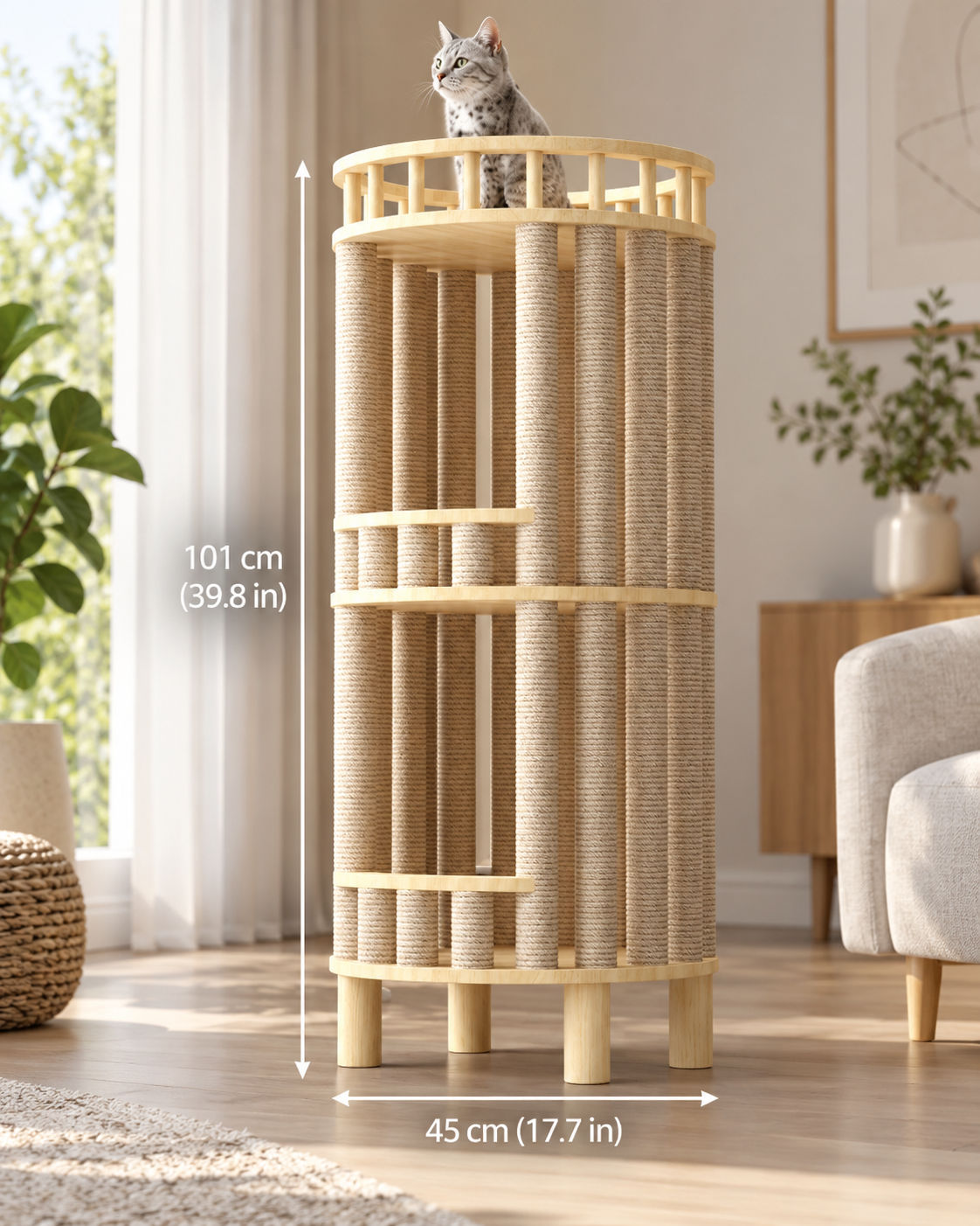 Whiskerwood Haven – Solid Pine Cat Tree Tower