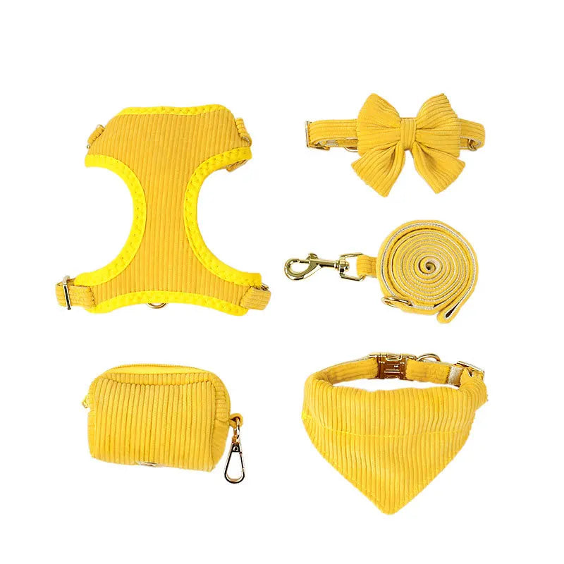 Dog Leash Chest Harness Collar Corduroy Pet Set New Small Pet Dog Harness Set dog accessories for small dogs