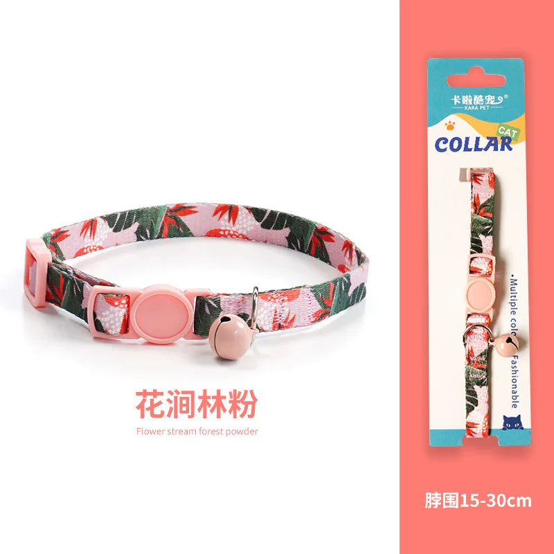 Cat Collar, Kitten Woven Necklace, Neck Collar with Bell, Anti-Choking, Adjustable, Comfortable, Safety Buckle, Pet Accessory