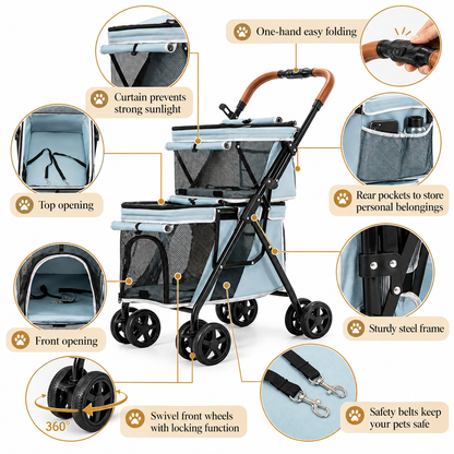 PawVoyage Duo — Double-Decker Pet Stroller