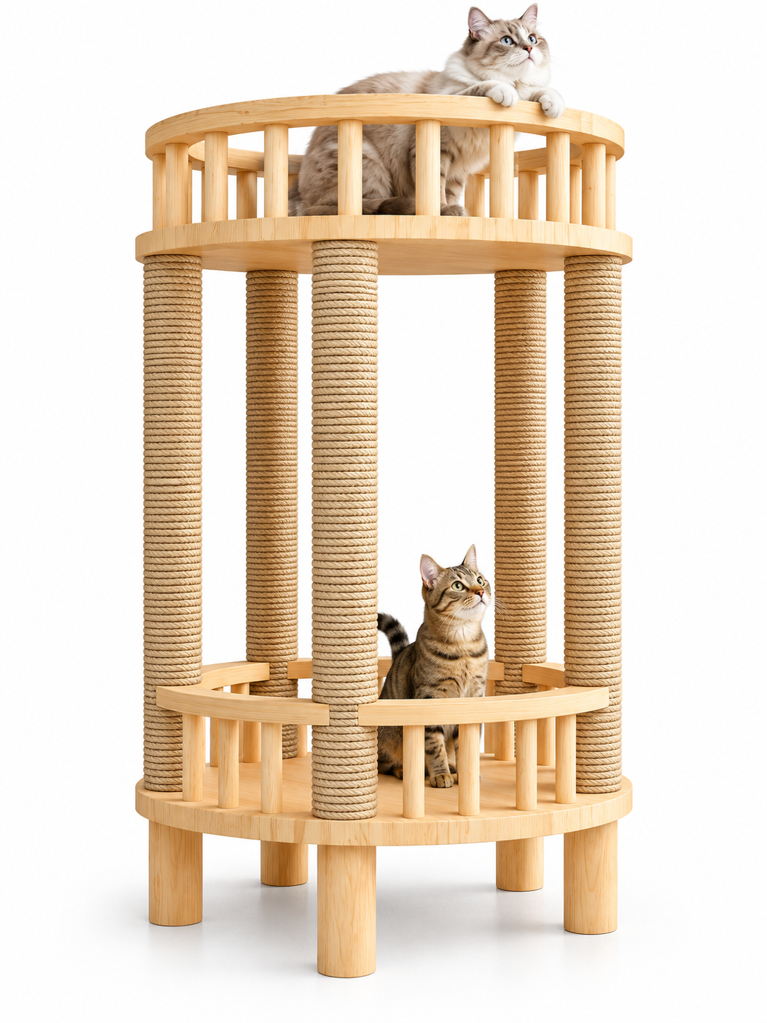 Whiskerwood Haven – Solid Pine Cat Tree Tower
