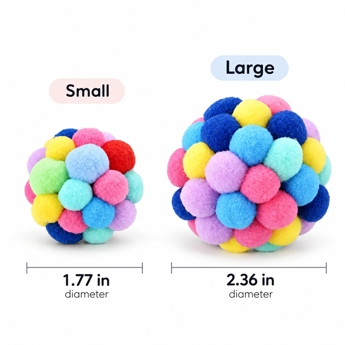 Whisker Pop Pom Ball – Colorful Interactive Cat Toy