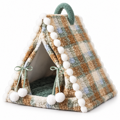 CozyCabin Plaid Fleece Pet Tent Bed