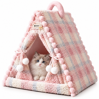 CozyCabin Plaid Fleece Pet Tent Bed