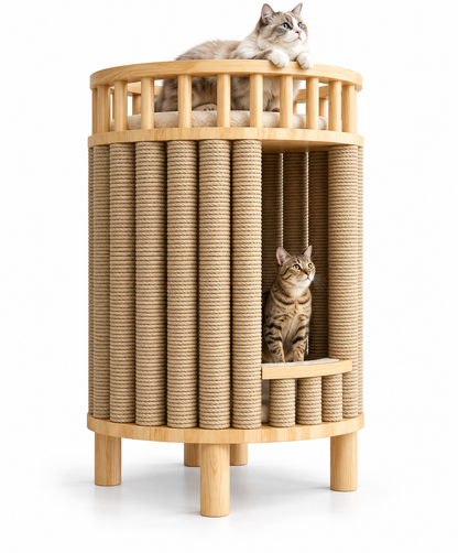 Whiskerwood Haven – Solid Pine Cat Tree Tower