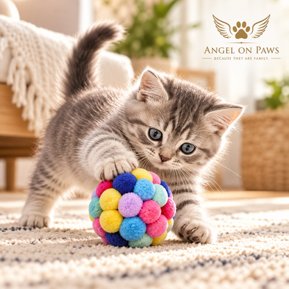 Whisker Pop Pom Ball – Colorful Interactive Cat Toy
