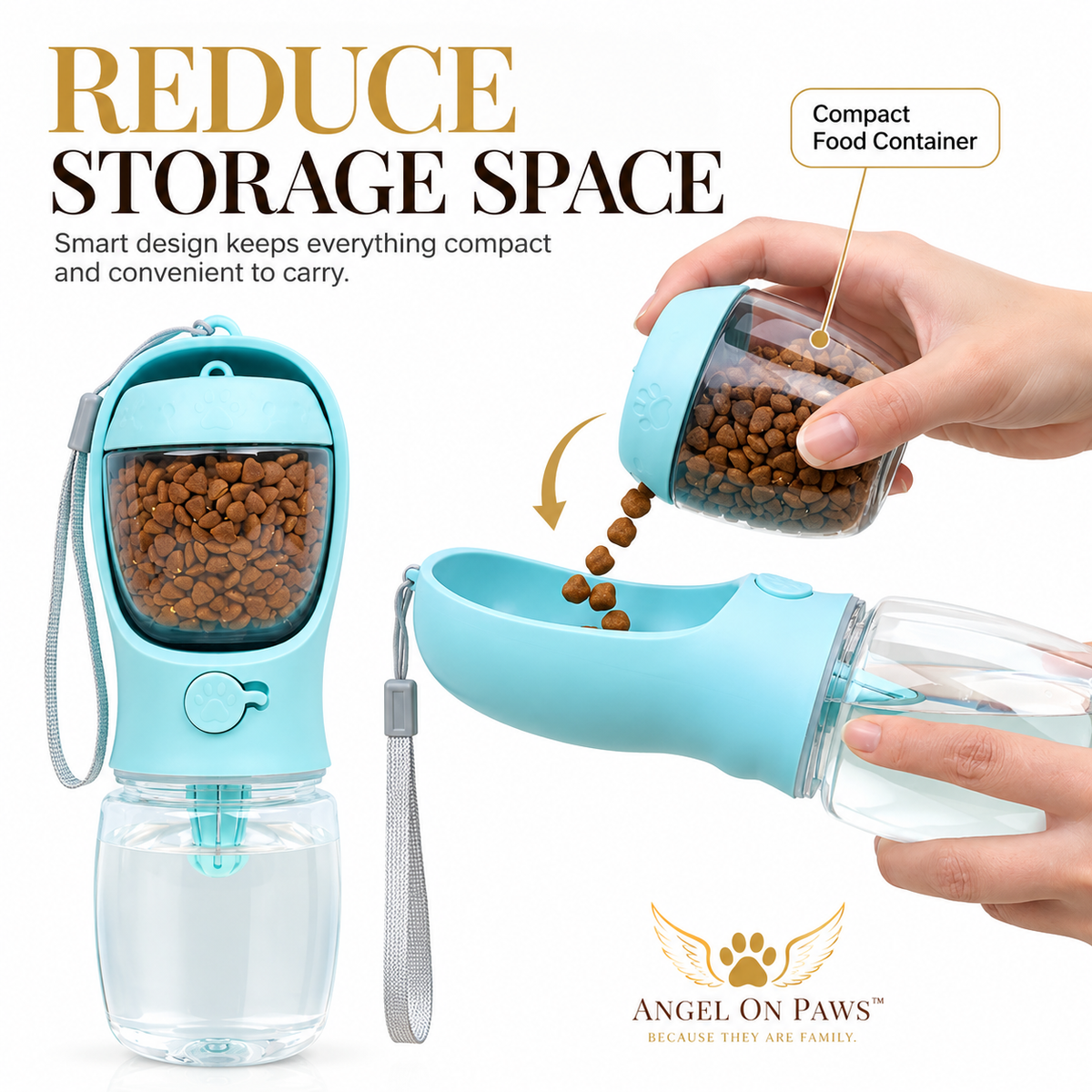 Sip & Snack Travel Bottle — Portable Pet Water & Food Dispenser