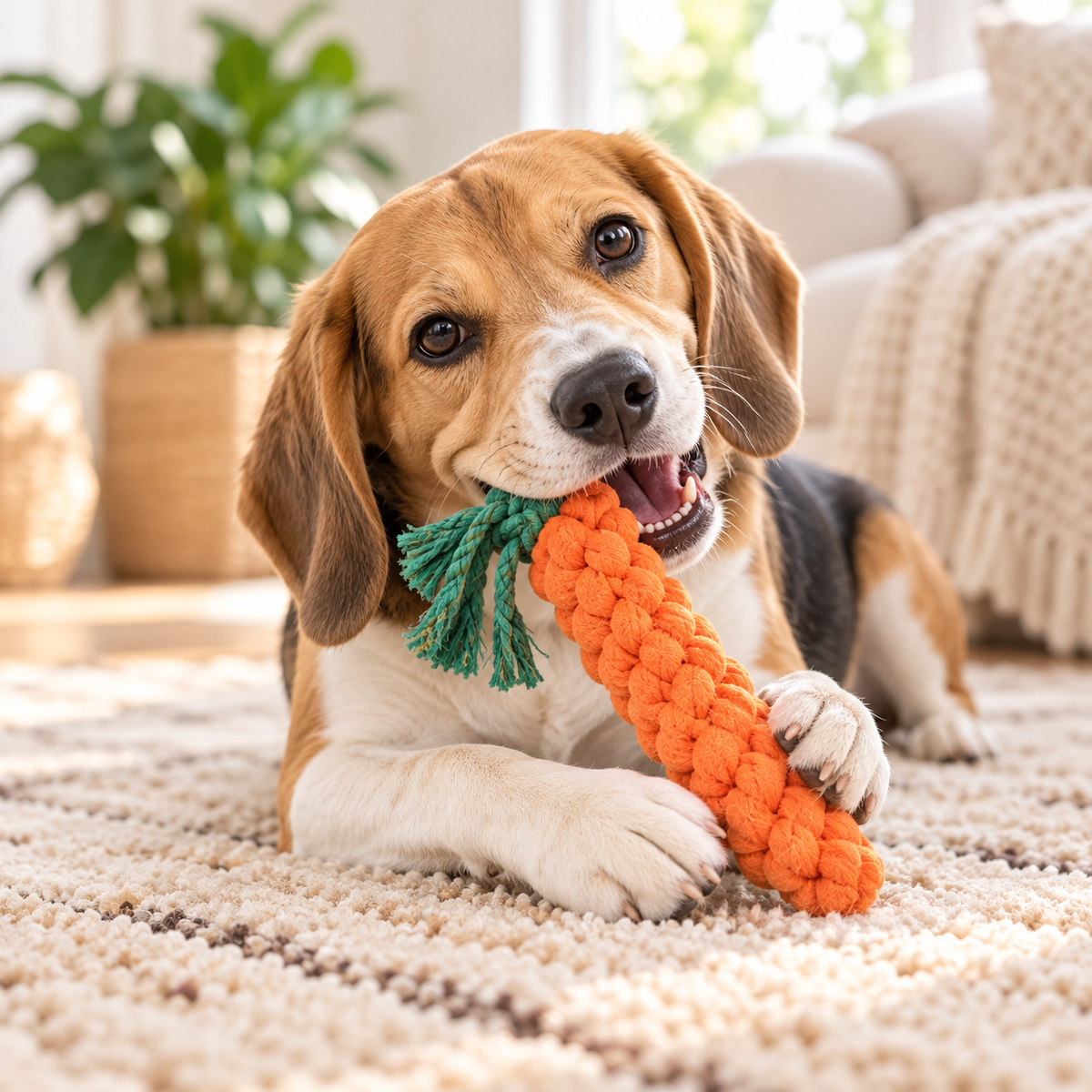 Carrot Crunch Rope Toy – Cotton Chew & Play Toy