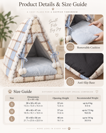 CozyCabin Plaid Fleece Pet Tent Bed
