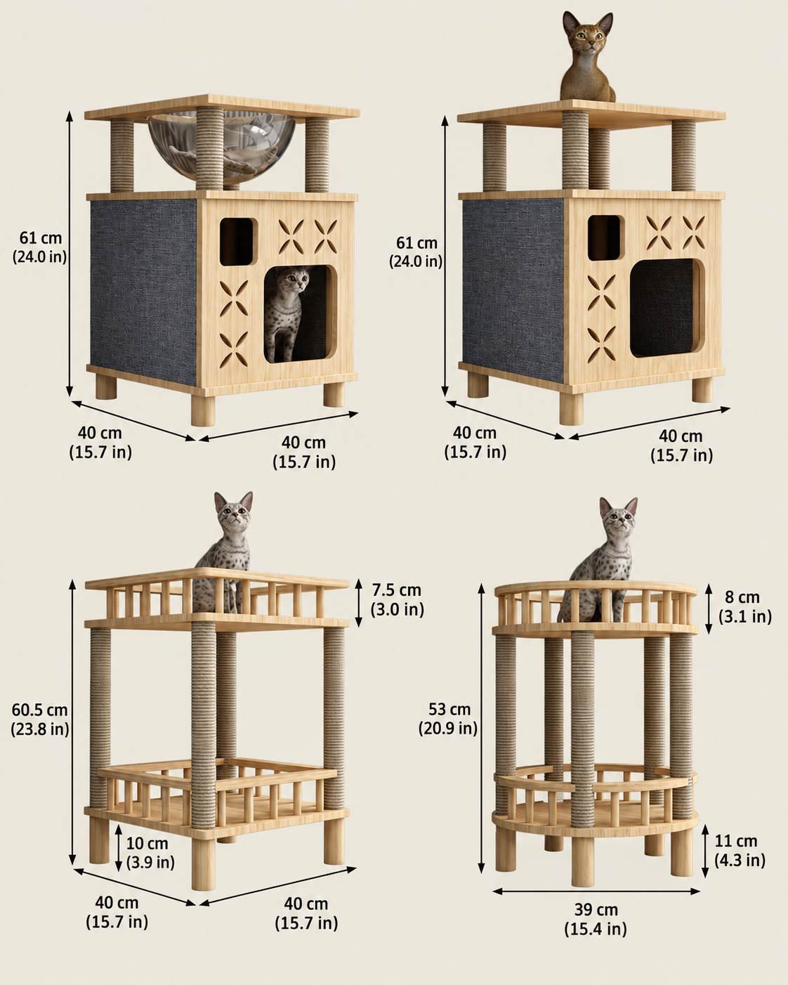 Whiskerwood Haven – Solid Pine Cat Tree Tower