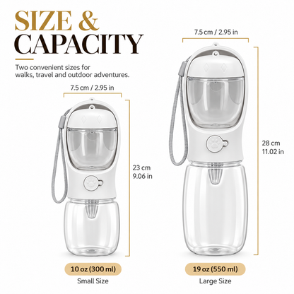 Sip & Snack Travel Bottle — Portable Pet Water & Food Dispenser