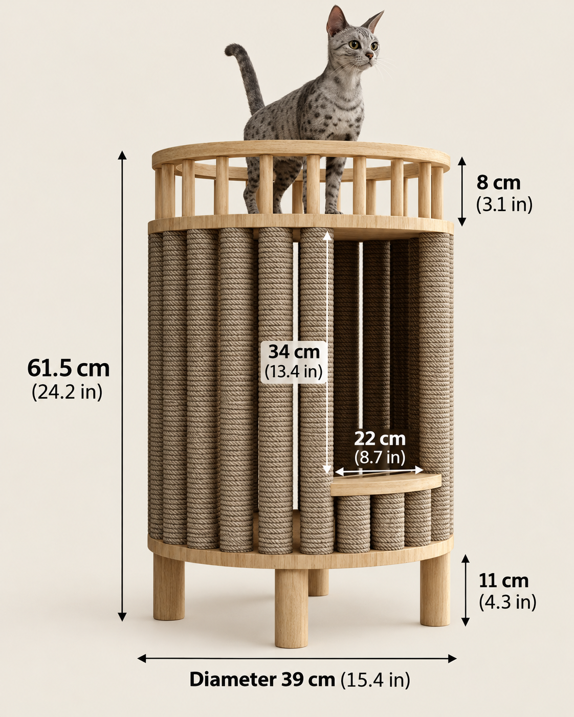 Whiskerwood Haven – Solid Pine Cat Tree Tower