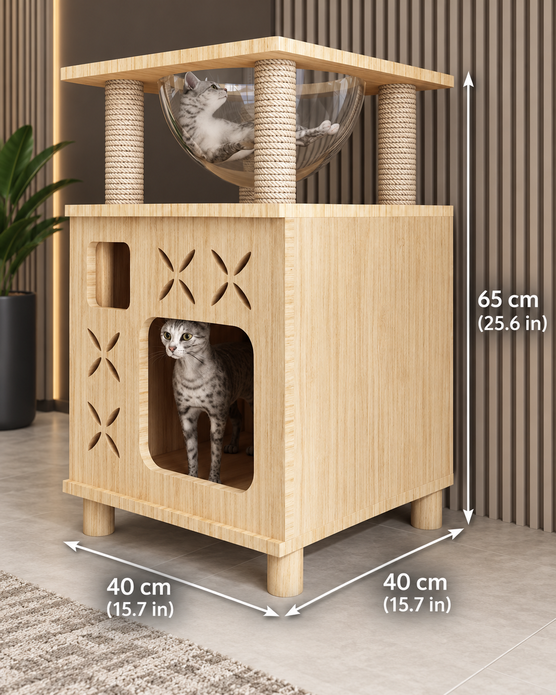 Whiskerwood Haven – Solid Pine Cat Tree Tower