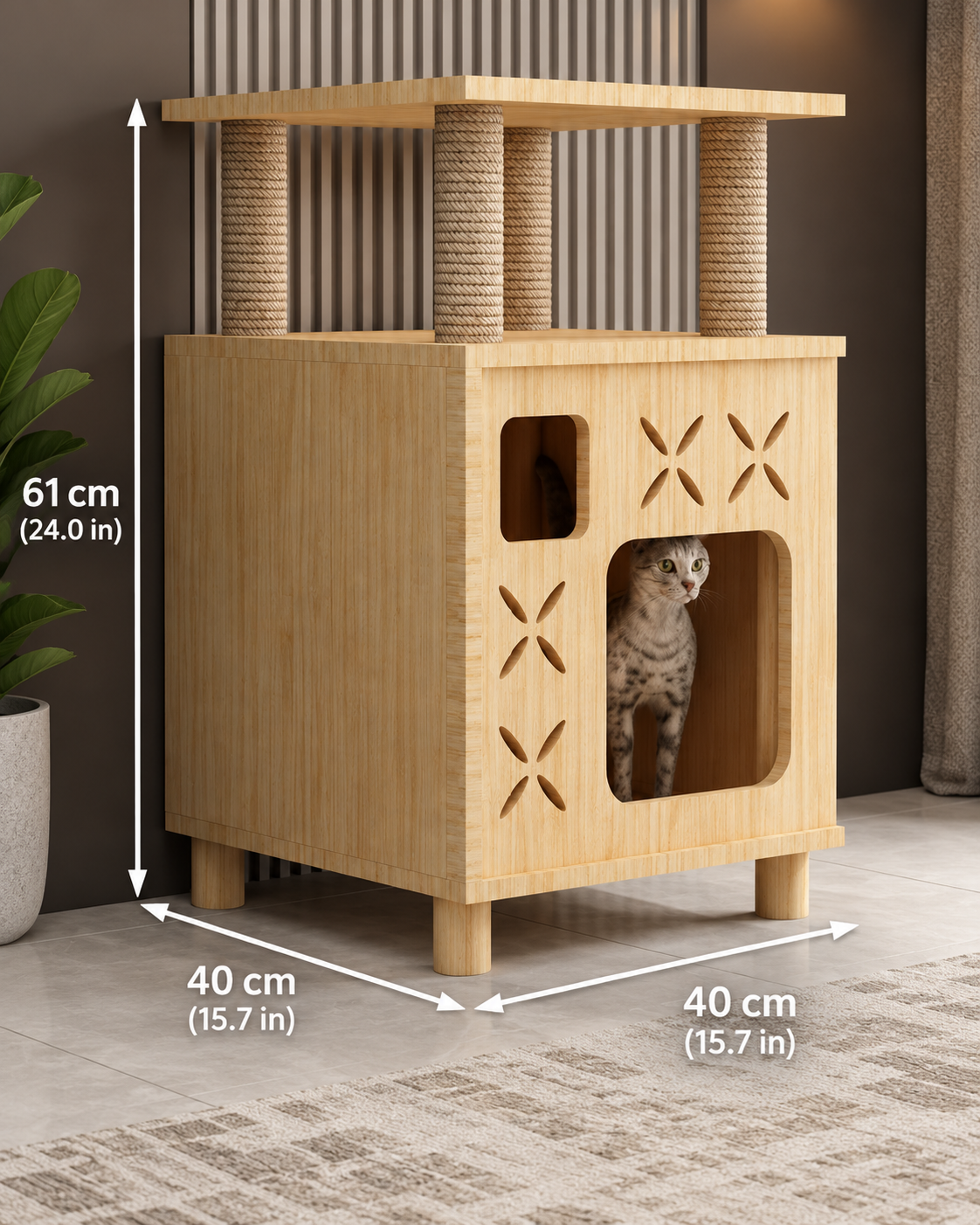 Whiskerwood Haven – Solid Pine Cat Tree Tower