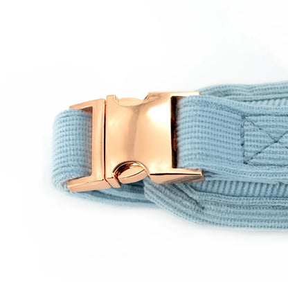 COLLARLOGO Adjustable No Pull Dog Vest Harness Soft Mesh Padded Blue Corduroy Pet Puppy Leash Collar Poop Bag Dispenser