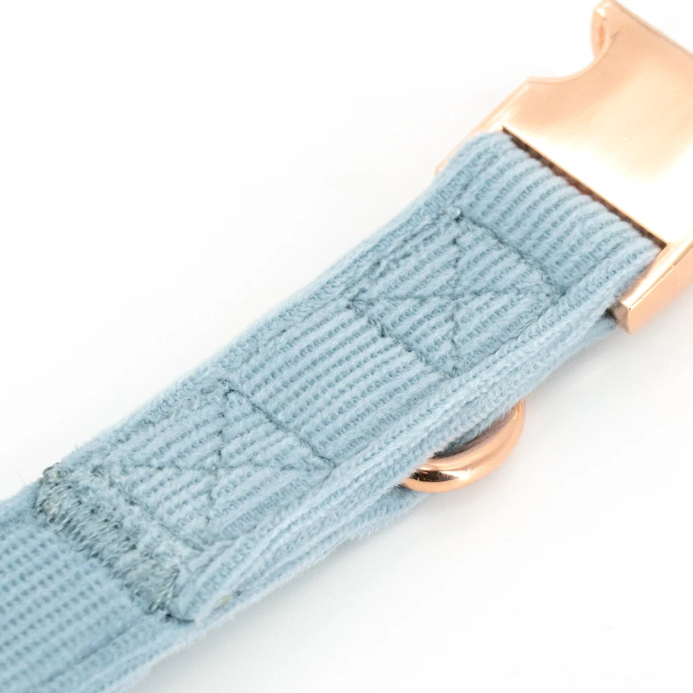 COLLARLOGO Adjustable No Pull Dog Vest Harness Soft Mesh Padded Blue Corduroy Pet Puppy Leash Collar Poop Bag Dispenser