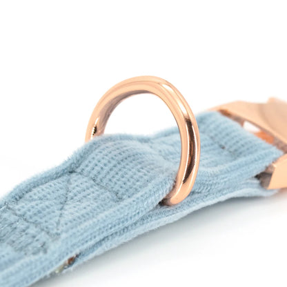 COLLARLOGO Adjustable No Pull Dog Vest Harness Soft Mesh Padded Blue Corduroy Pet Puppy Leash Collar Poop Bag Dispenser
