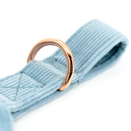COLLARLOGO Adjustable No Pull Dog Vest Harness Soft Mesh Padded Blue Corduroy Pet Puppy Leash Collar Poop Bag Dispenser