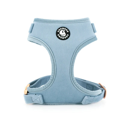 COLLARLOGO Adjustable No Pull Dog Vest Harness Soft Mesh Padded Blue Corduroy Pet Puppy Leash Collar Poop Bag Dispenser
