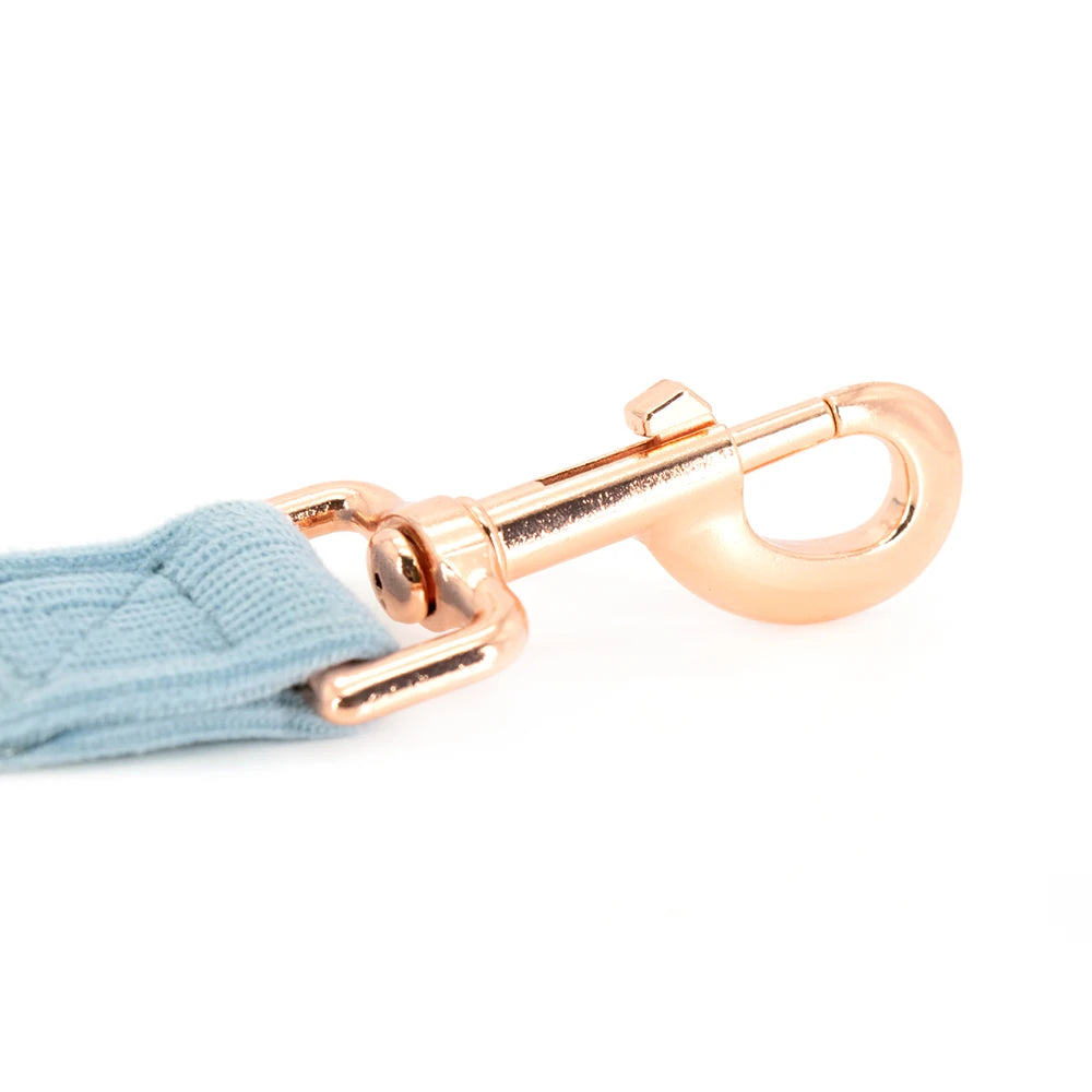 COLLARLOGO Adjustable No Pull Dog Vest Harness Soft Mesh Padded Blue Corduroy Pet Puppy Leash Collar Poop Bag Dispenser