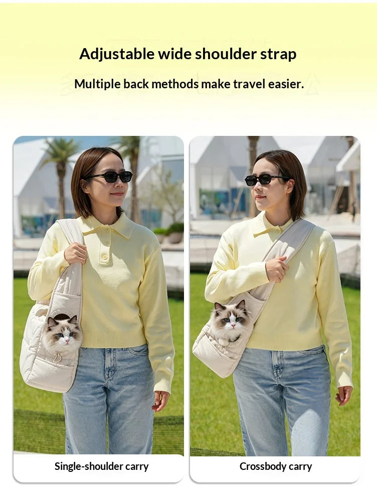 New Pet Portable Travel Bag Fluffy Padded Cloud Slings Shoulder Bag Large Side Hole Space Outdoor Carrier for Small Cat Dog