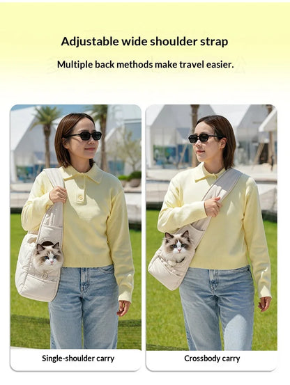 New Pet Portable Travel Bag Fluffy Padded Cloud Slings Shoulder Bag Large Side Hole Space Outdoor Carrier for Small Cat Dog