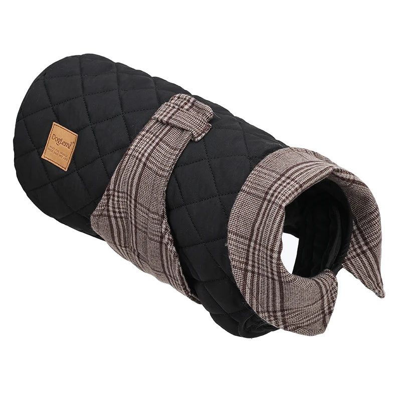 Autumn Winter Luxury Dog Clothes Warm Vintage Plaid Dog Coat Windproof Quilted Puppy Jacket for Small Large Dogs Pet Windbreaker