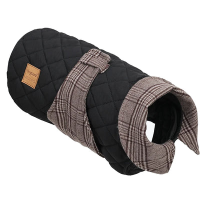 Autumn Winter Luxury Dog Clothes Warm Vintage Plaid Dog Coat Windproof Quilted Puppy Jacket for Small Large Dogs Pet Windbreaker