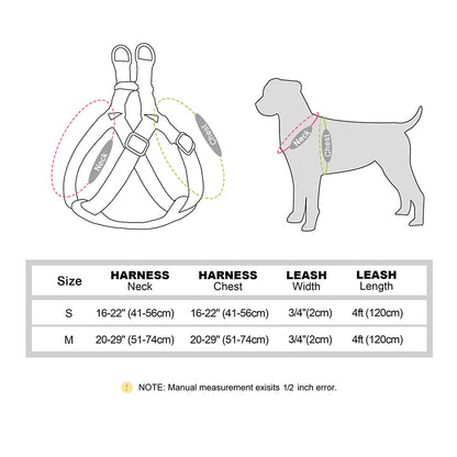 Personalized Dog Harness and Leash Set PU Leather Dogs Harness Free Engraved ID Buckle for Small Medium Large Dogs Pitbull Pug