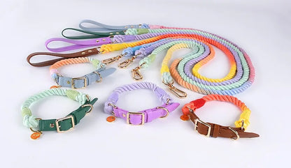 Loudik Woven Cotton Rope Pet Dog Traction Rope Collar Set Dog Rope Medium and Large Dog Pet Supplies Outgoing Puppy Accessories