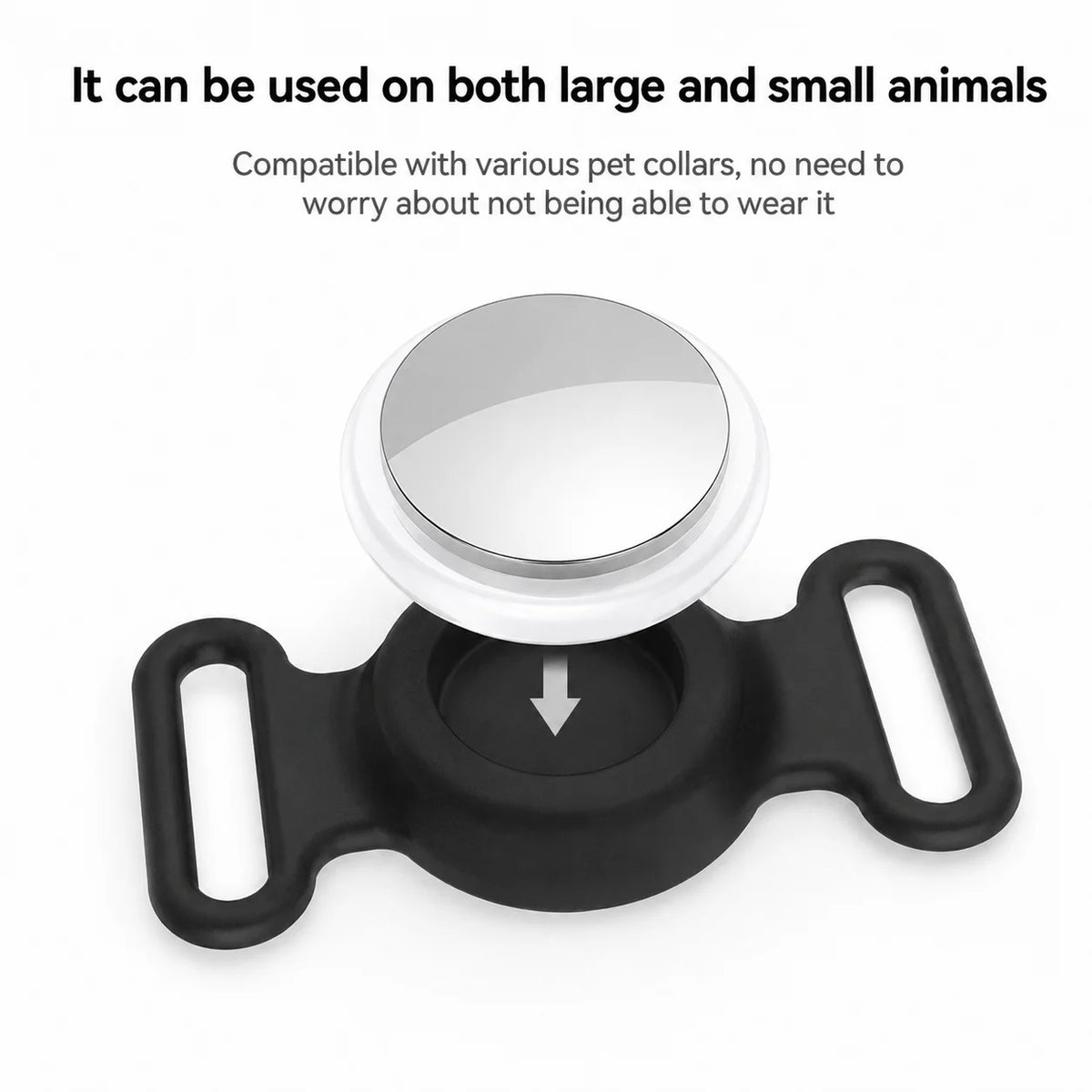 Smart Pet Tracker Tag with Collar Holder Waterproof GPS Cat Dog Finder Compatible with Apple Find My No Fee for iOS