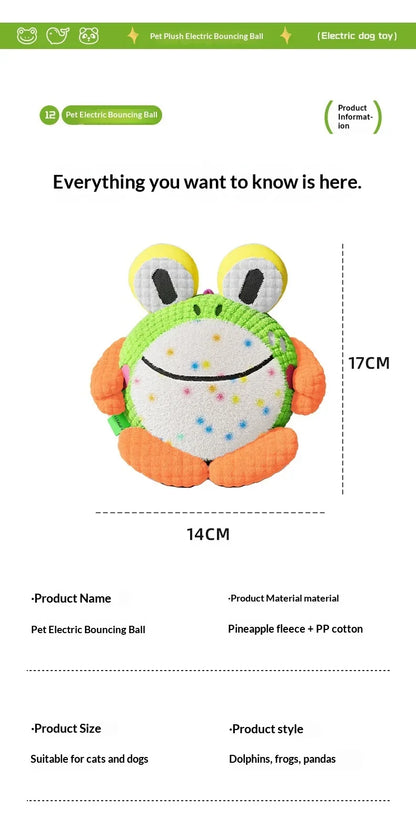 Kawaii Interactive Dog Toy Electric Plush Jumping Ball Squeaky Bite Resistant Self Entertaining Boredom Relief For Cute Dogs