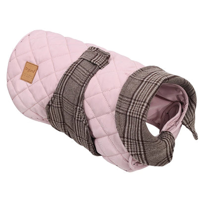 Autumn Winter Luxury Dog Clothes Warm Vintage Plaid Dog Coat Windproof Quilted Puppy Jacket for Small Large Dogs Pet Windbreaker