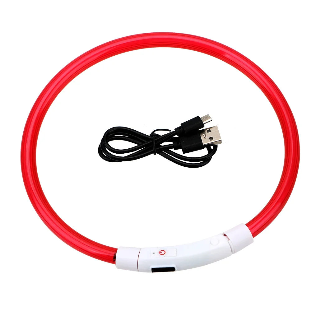 USB Rechargeable Fiber Optic Collar Pet Dog LED Light Collar Luminous Anti-Lost Dog Collar USB Rechargeable Dog Necklace Collar