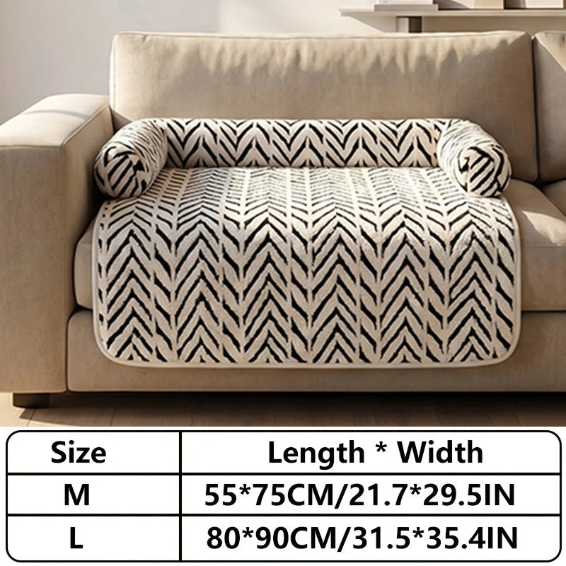 Pet Sofa Bed Mat with Side Bolsters Dog Cat Bed Soft Fluffy Anti-slip Couch Protector Sleeping Cushion for Small Medium Dogs Cat