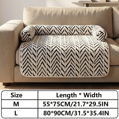 Pet Sofa Bed Mat with Side Bolsters Dog Cat Bed Soft Fluffy Anti-slip Couch Protector Sleeping Cushion for Small Medium Dogs Cat