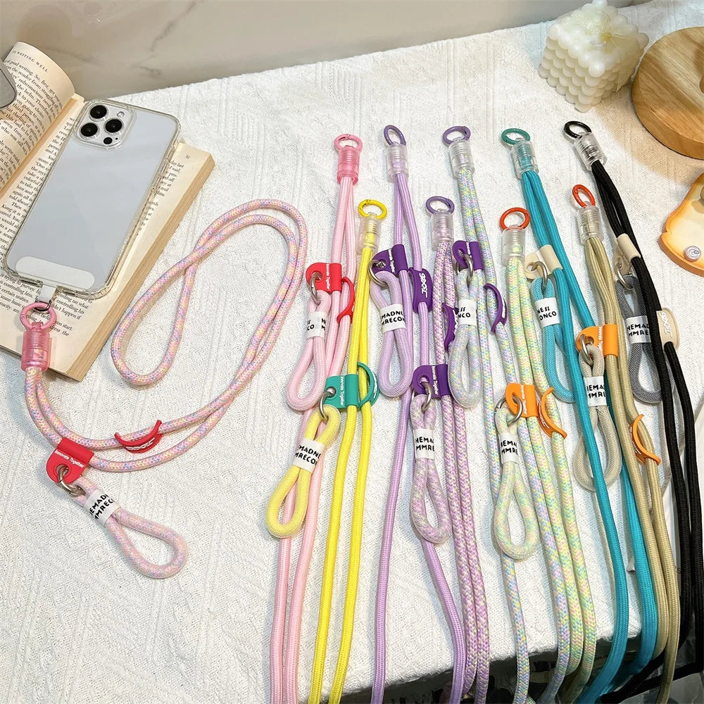 Colorful Braided Phone Crossbody Lanyard Universal Anti-lost Phone Strap with Tether Tab for All Smartphones Retro Fresh Style