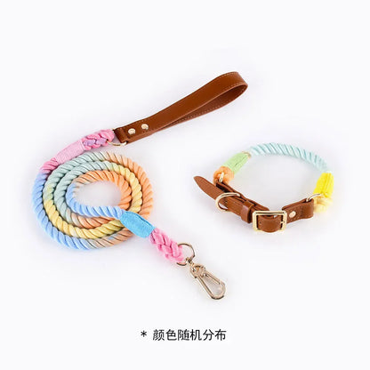 Loudik Woven Cotton Rope Pet Dog Traction Rope Collar Set Dog Rope Medium and Large Dog Pet Supplies Outgoing Puppy Accessories