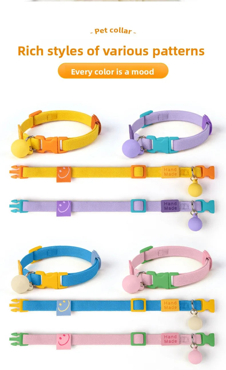Reflective Cat Collar Adjustable Soft Pet Necklace Summer Fashion Accessory with Breakaway Clasp for Indoor Outdoor Cats