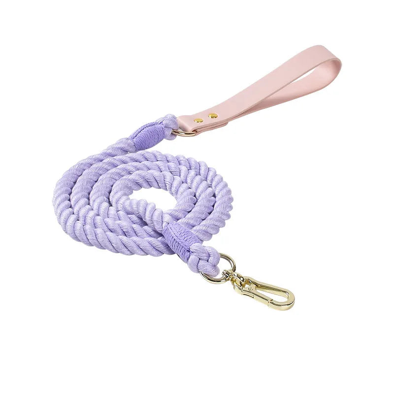 Wholesale Handmade Woven Colorful Pet Dog Leash Set Leather Dog Collar Supplies Cross-Border
