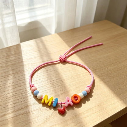 1pc Customized Acrylic Colorful Letter Pet Beaded Necklace Love Pendant Pet Jewelry Customizable Pet Name Souvenir Universal for
