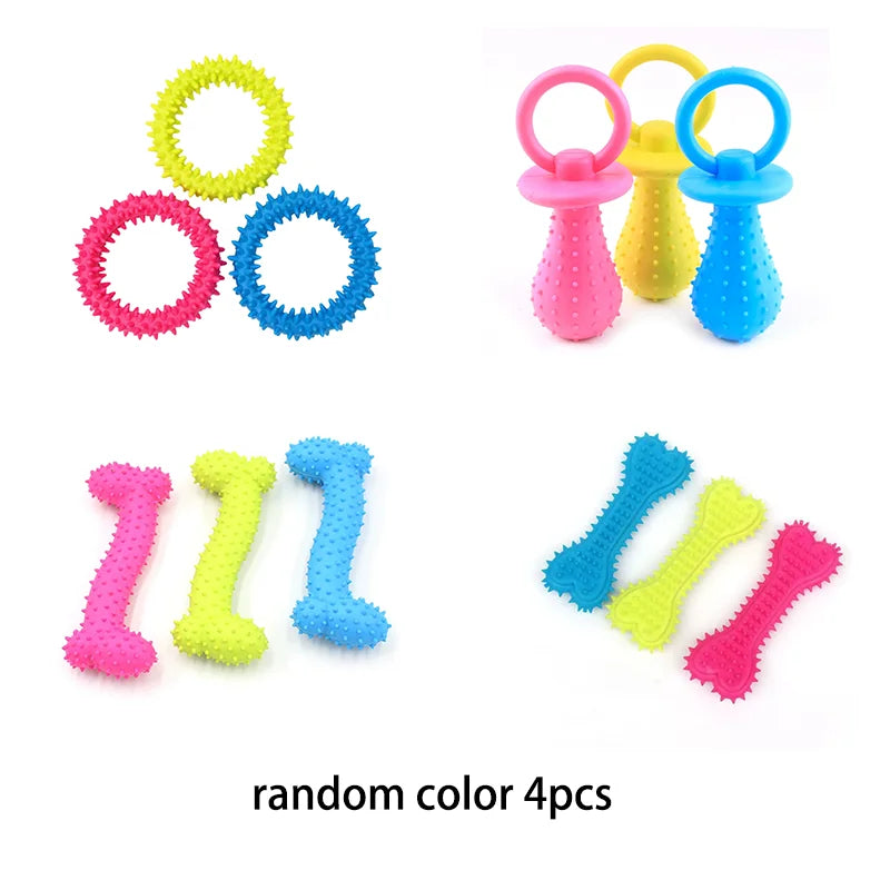 Bone Shape Soft Rubber Pet Chew Toy Bite Resistant Teeth Grinding Molar Cleaning Interactive Training Chewing Toys For Dogs