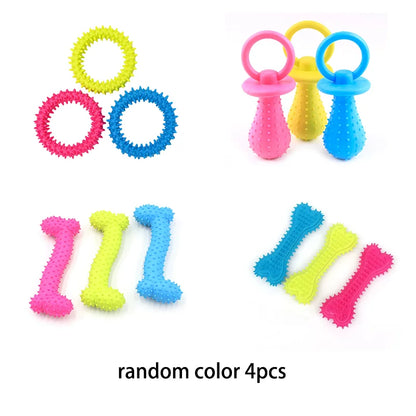 Bone Shape Soft Rubber Pet Chew Toy Bite Resistant Teeth Grinding Molar Cleaning Interactive Training Chewing Toys For Dogs