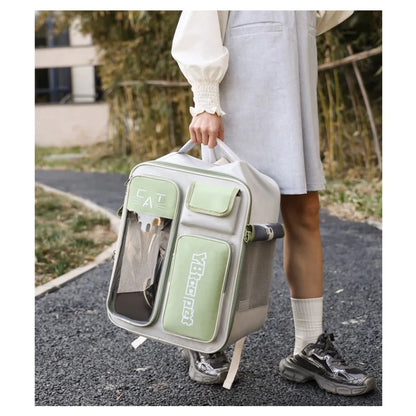 Cat bag, double shoulder, universal in all seasons, anti-stress portable breathable pet bag, portable when going out in summer