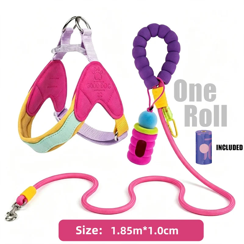 Waggle Galaxy – Colorblock Dog Harness & Leash Set