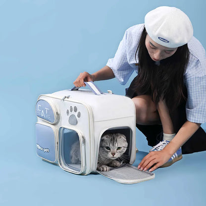 Cat bag out portable breathable lightweight large capacity pet supplies anti-stress space capsule double shoulder cat bag