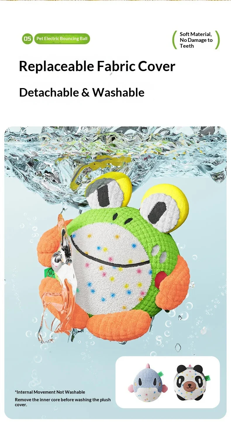 Kawaii Interactive Dog Toy Electric Plush Jumping Ball Squeaky Bite Resistant Self Entertaining Boredom Relief For Cute Dogs
