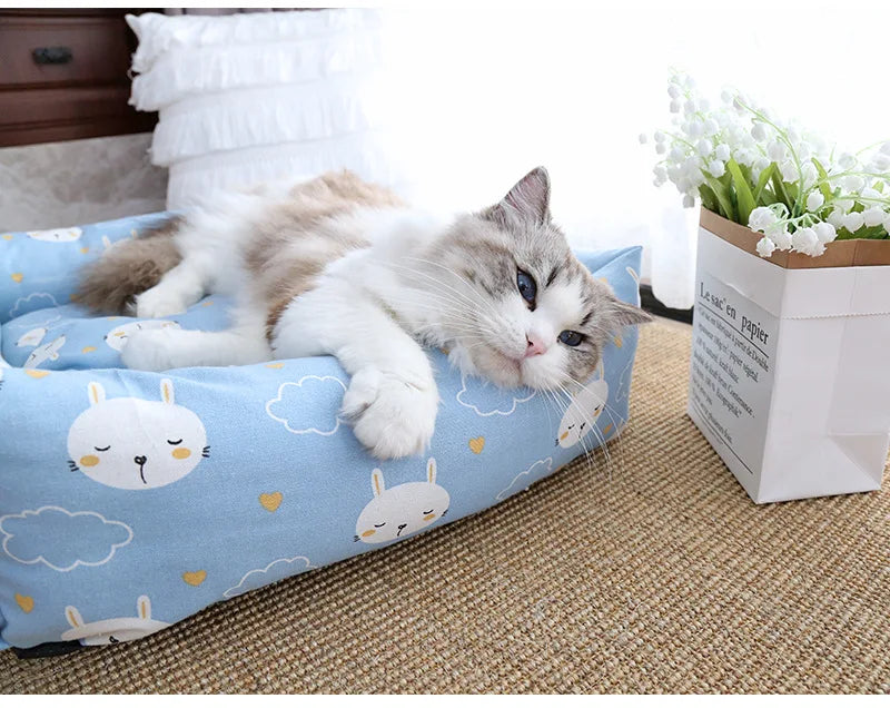 Cat Bed Pet Pad Grid Simple Design for Small Medium Dogs Sleeping Beds Cats Durable Mat Removable Mat Pet Supplies