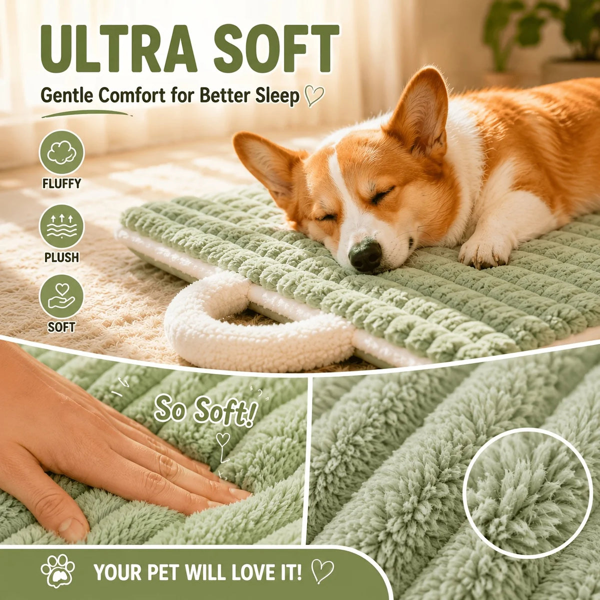 Pet Sleeping Mat Dog Bed Cat Litter Puppy Bed with Carry Handle Dog Sofa Lovely Mattress Cushion for Small Large Dog Blanket