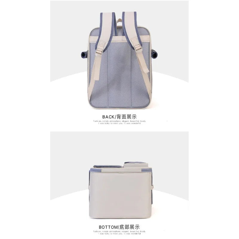 Cat bag, double shoulder, universal in all seasons, anti-stress portable breathable pet bag, portable when going out in summer